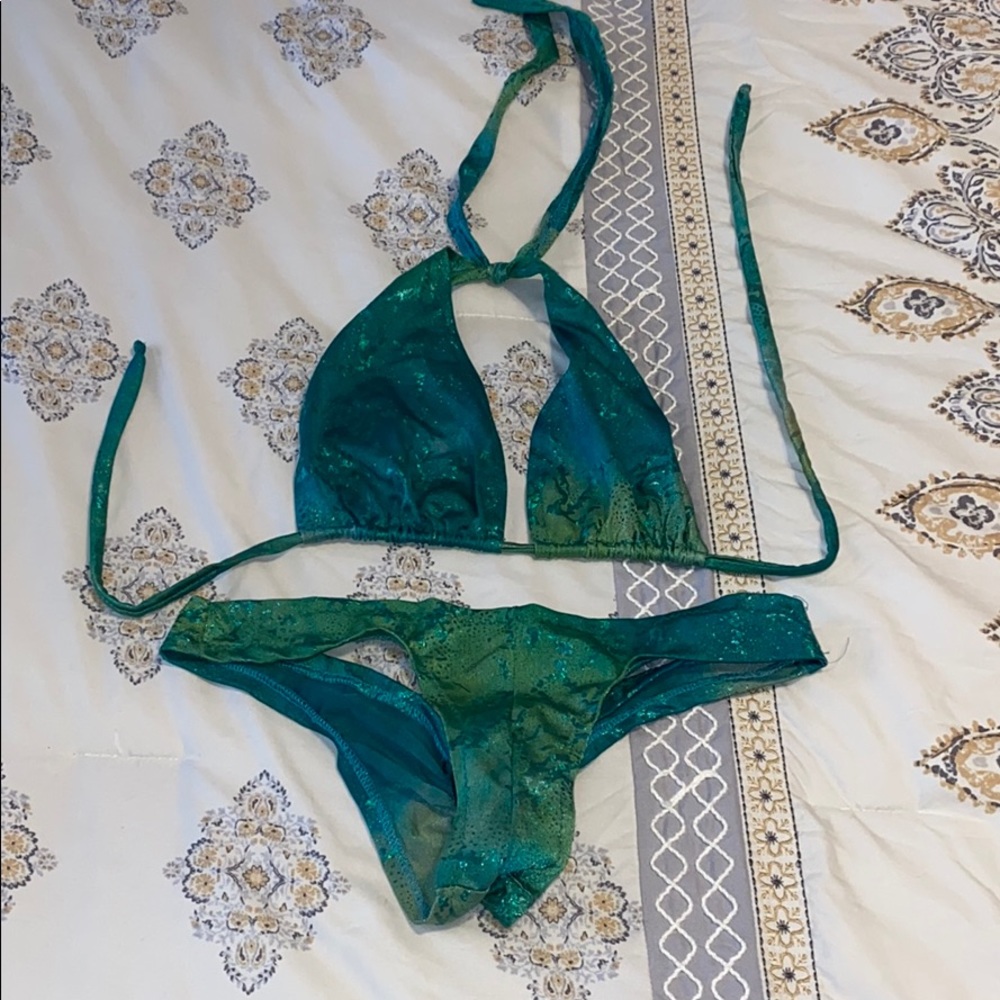 Green Halter Bikini Exotic Wear Sexy Custom